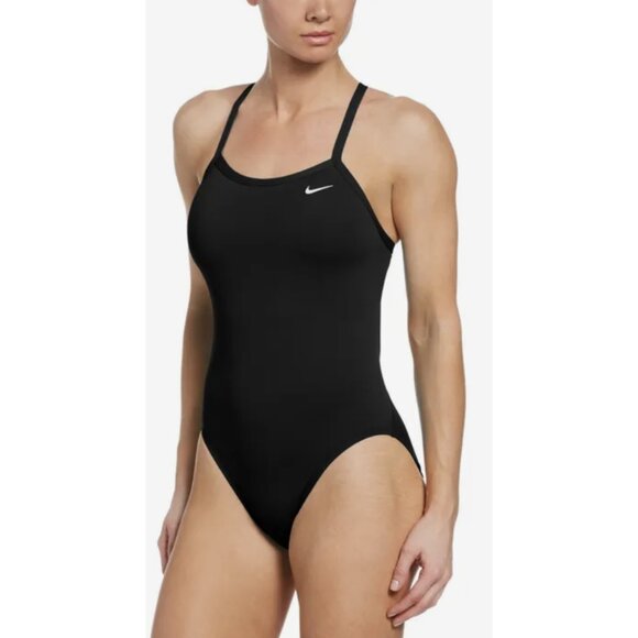NIKE HYDRASTRONG Solid Racer Women's Athletic Swimsuit in Black - Size 0 NWT - Picture 1 of 12